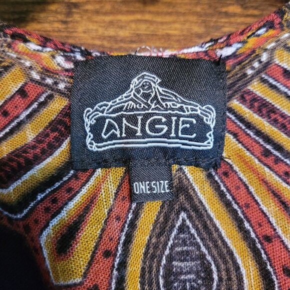 Angie Open Front Kimono Cardigan OS Floral Medallion Black Multi Boho Lagenlook - Picture 5 of 8